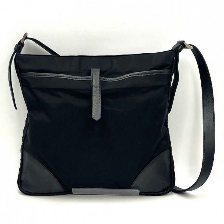 PRADA(プラダ)Tessuto ナイロン ショルダーバッグ ブラック レザー レディース メンズ ユニセックス イタリア製【中古】 PRADA(プラダ)Tessuto ナイロン ショルダーバッグ ブラック レザー レディース メンズ ユニセックス イタリア製【中古】
