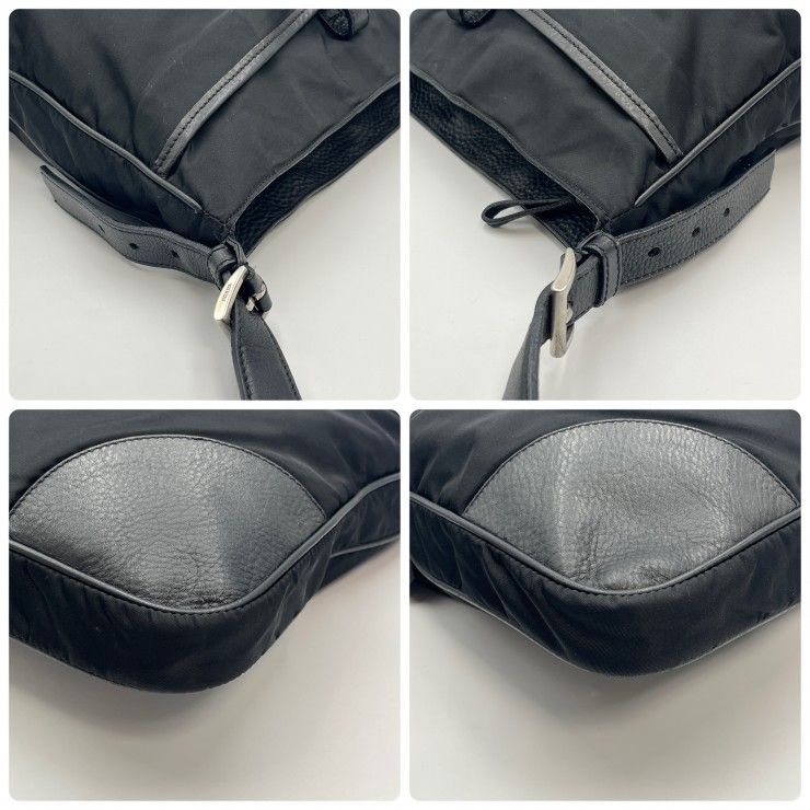 PRADA(プラダ)Tessuto ナイロン ショルダーバッグ ブラック レザー レディース メンズ ユニセックス イタリア製【中古】 PRADA(プラダ)Tessuto ナイロン ショルダーバッグ ブラック レザー レディース メンズ ユニセックス イタリア製【中古】