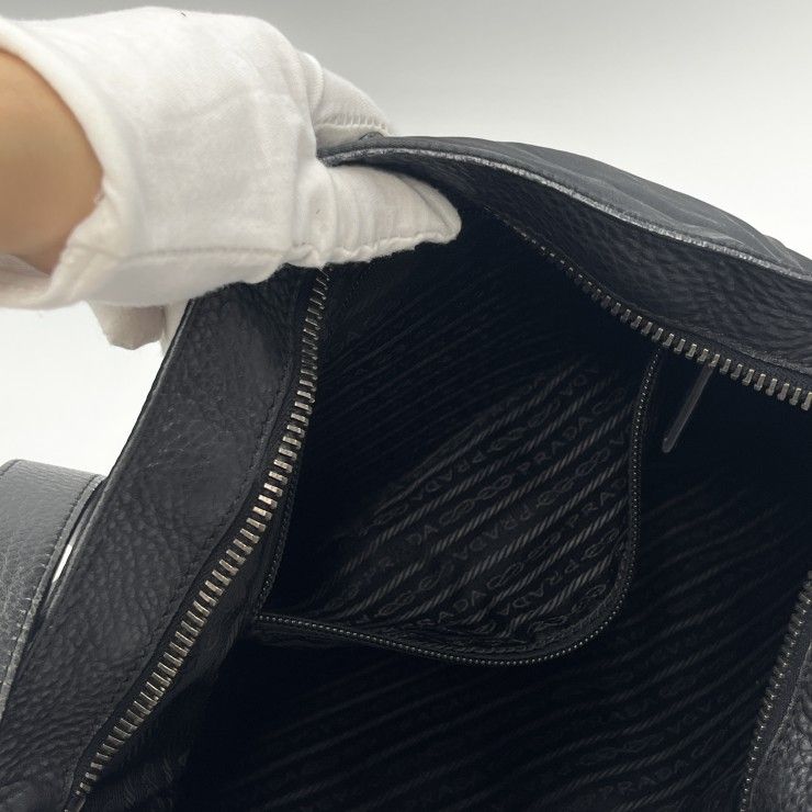 PRADA(プラダ)Tessuto ナイロン ショルダーバッグ ブラック レザー レディース メンズ ユニセックス イタリア製【中古】 PRADA(プラダ)Tessuto ナイロン ショルダーバッグ ブラック レザー レディース メンズ ユニセックス イタリア製【中古】