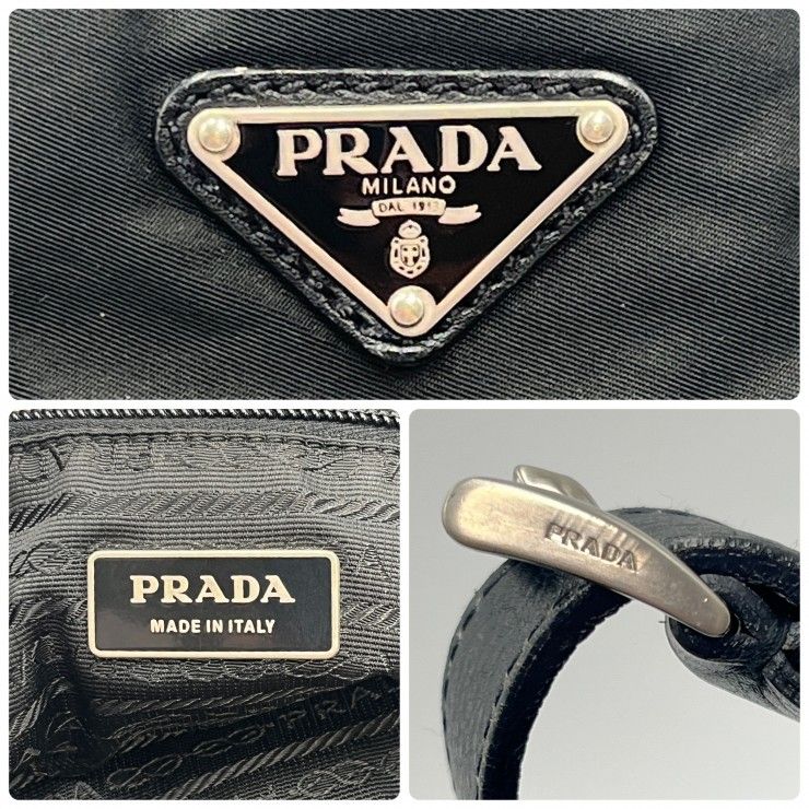 PRADA(プラダ)Tessuto ナイロン ショルダーバッグ ブラック レザー レディース メンズ ユニセックス イタリア製【中古】 PRADA(プラダ)Tessuto ナイロン ショルダーバッグ ブラック レザー レディース メンズ ユニセックス イタリア製【中古】