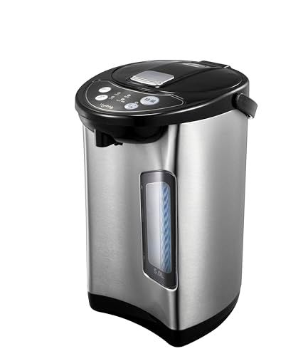 [Vegetable] 電気ポット 大容量 5.0L 省エネ 3段階温度設定 シンプル操作の2WAY給湯 安心・安全構造 360度回転底 空焚き防止 電動給湯ポット ブラック/シルバー GD-UP500K/ 8a497b39