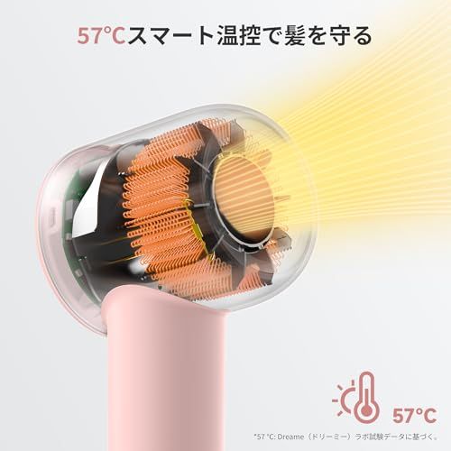 dreame (ドリーミー) Gleam 速乾ヘアドライヤー 1200W ブラシレス高速モーター 髪質改善 抜け毛対策 超軽量 静電気防止 温度制御システム（100回/秒検出） 2段階風速 4段階温度設定 冷風/熱風 59dB低騒音 スマート ac9327da