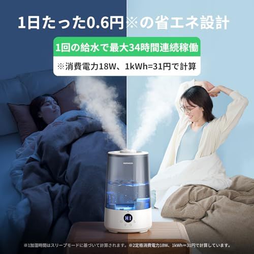 Homvana (ホムバナ) 加湿器 アロマ -【2025新登場3-in-1・16dB設計】3.6L 上から給水 ダブル吹出口, 大容量 節電 25時間連続稼働 18畳まで対応 空焚き防止 寝室 卓上 おしゃれ 7色LEDライト アロマディフ 2347edc5