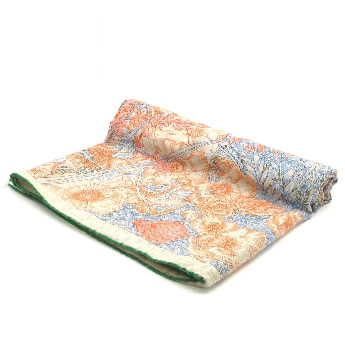 HERMES(エルメス) ストール(ショール) カレ140 ネイビー×オレンジ×マルチ Retour a la Nature(自然回帰) カシミヤ、シルク