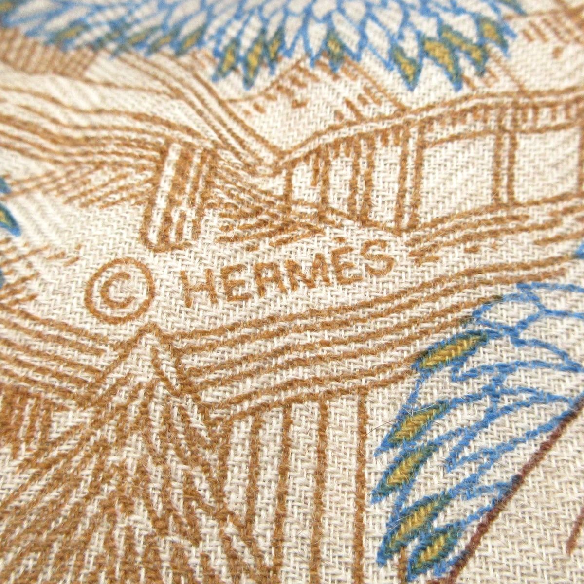 HERMES(エルメス) ストール(ショール) カレ140 ネイビー×オレンジ×マルチ Retour a la Nature(自然回帰) カシミヤ、シルク HERMES(エルメス) ストール(ショール) カレ140 ネイビー×オレンジ×マルチ Retour a la Nature(自然回帰) カシミヤ、シルク