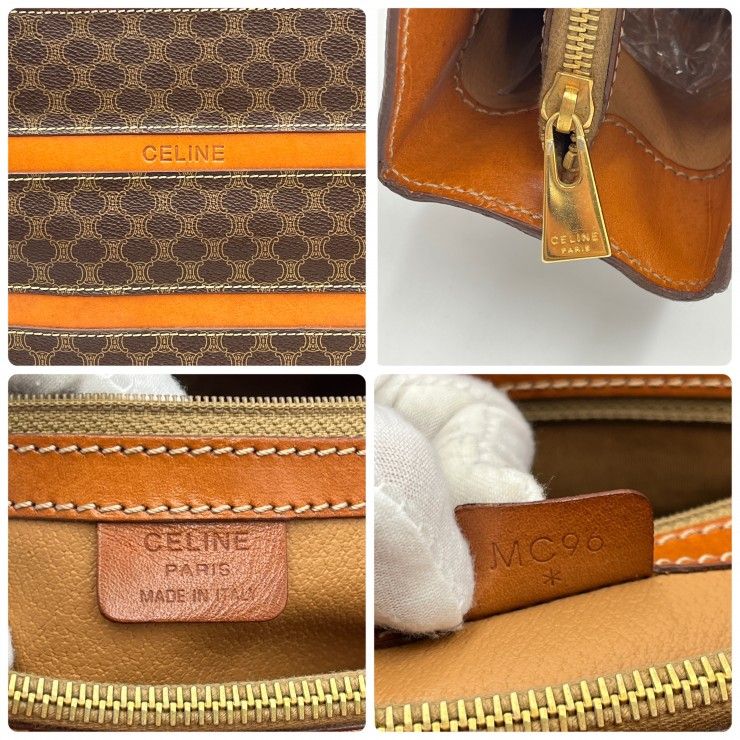CELINE(セリーヌ) ヴィンテージ マカダム トートバッグ ハンドバッグ ボーダー柄 ブラウン PVC レザー ゴールド レディース 【中古】 CELINE(セリーヌ) ヴィンテージ マカダム トートバッグ ハンドバッグ ボーダー柄 ブラウン PVC レザー ゴールド レディース 【中古】