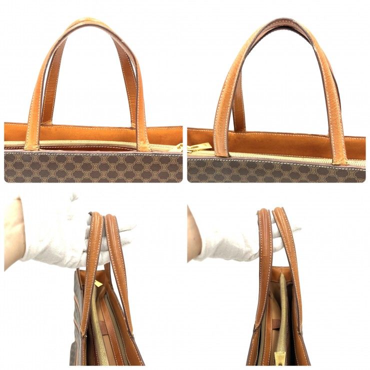 CELINE(セリーヌ) ヴィンテージ マカダム トートバッグ ハンドバッグ ボーダー柄 ブラウン PVC レザー ゴールド レディース 【中古】 CELINE(セリーヌ) ヴィンテージ マカダム トートバッグ ハンドバッグ ボーダー柄 ブラウン PVC レザー ゴールド レディース 【中古】