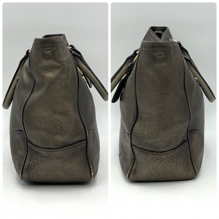 PRADA(プラダ)ハンドバッグ トートバッグ ブロンズ レザー ゴールド金具 レディース イタリア製【中古】 PRADA(プラダ)ハンドバッグ トートバッグ ブロンズ レザー ゴールド金具 レディース イタリア製【中古】
