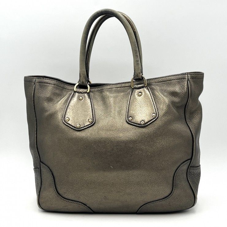 PRADA(プラダ)ハンドバッグ トートバッグ ブロンズ レザー ゴールド金具 レディース イタリア製【中古】 PRADA(プラダ)ハンドバッグ トートバッグ ブロンズ レザー ゴールド金具 レディース イタリア製【中古】