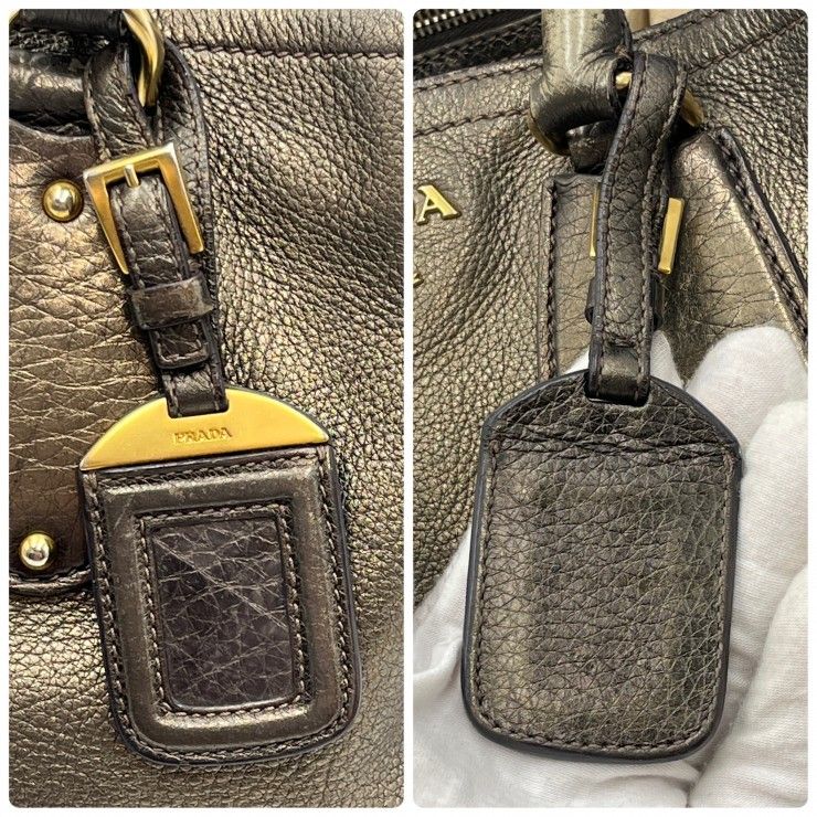 PRADA(プラダ)ハンドバッグ トートバッグ ブロンズ レザー ゴールド金具 レディース イタリア製【中古】 PRADA(プラダ)ハンドバッグ トートバッグ ブロンズ レザー ゴールド金具 レディース イタリア製【中古】