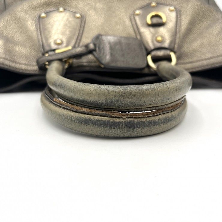 PRADA(プラダ)ハンドバッグ トートバッグ ブロンズ レザー ゴールド金具 レディース イタリア製【中古】 PRADA(プラダ)ハンドバッグ トートバッグ ブロンズ レザー ゴールド金具 レディース イタリア製【中古】