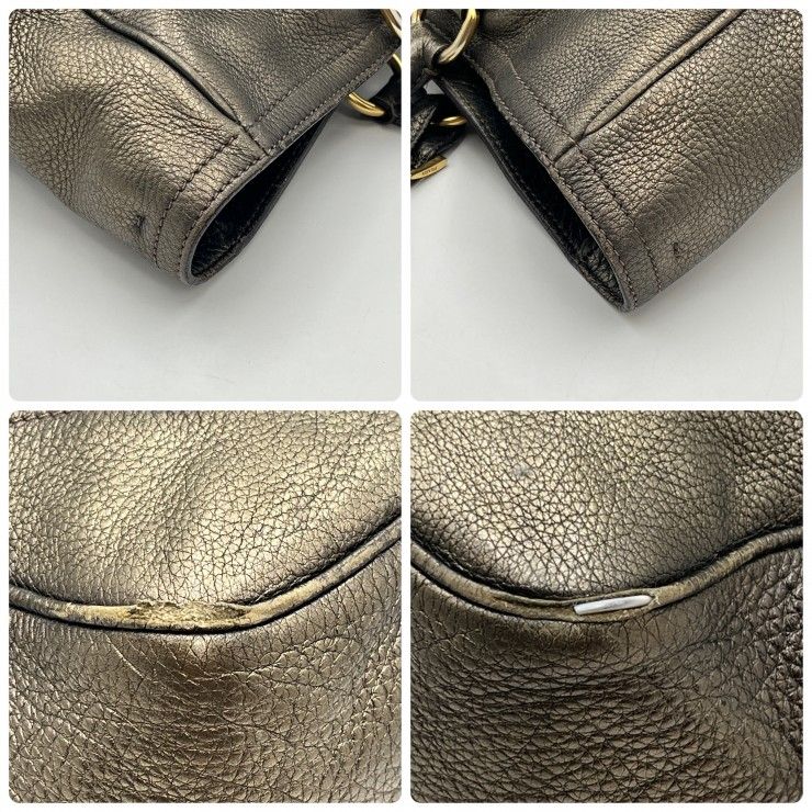 PRADA(プラダ)ハンドバッグ トートバッグ ブロンズ レザー ゴールド金具 レディース イタリア製【中古】 PRADA(プラダ)ハンドバッグ トートバッグ ブロンズ レザー ゴールド金具 レディース イタリア製【中古】