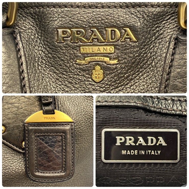 PRADA(プラダ)ハンドバッグ トートバッグ ブロンズ レザー ゴールド金具 レディース イタリア製【中古】 PRADA(プラダ)ハンドバッグ トートバッグ ブロンズ レザー ゴールド金具 レディース イタリア製【中古】