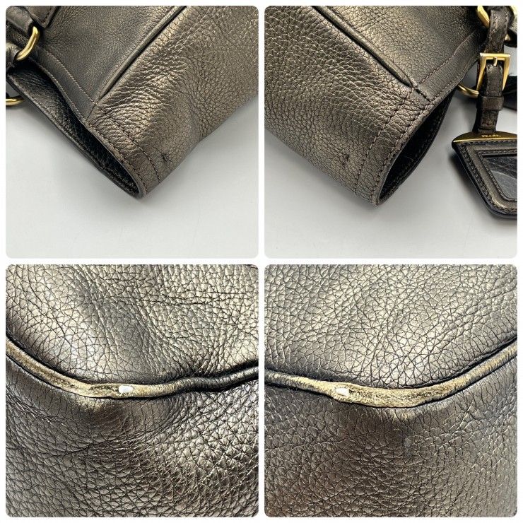 PRADA(プラダ)ハンドバッグ トートバッグ ブロンズ レザー ゴールド金具 レディース イタリア製【中古】 PRADA(プラダ)ハンドバッグ トートバッグ ブロンズ レザー ゴールド金具 レディース イタリア製【中古】