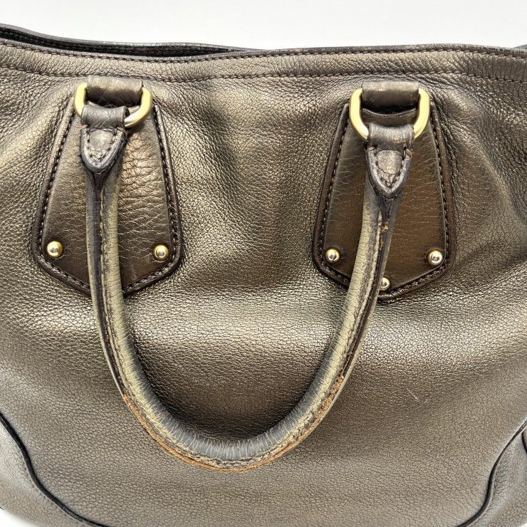 PRADA(プラダ)ハンドバッグ トートバッグ ブロンズ レザー ゴールド金具 レディース イタリア製【中古】 PRADA(プラダ)ハンドバッグ トートバッグ ブロンズ レザー ゴールド金具 レディース イタリア製【中古】