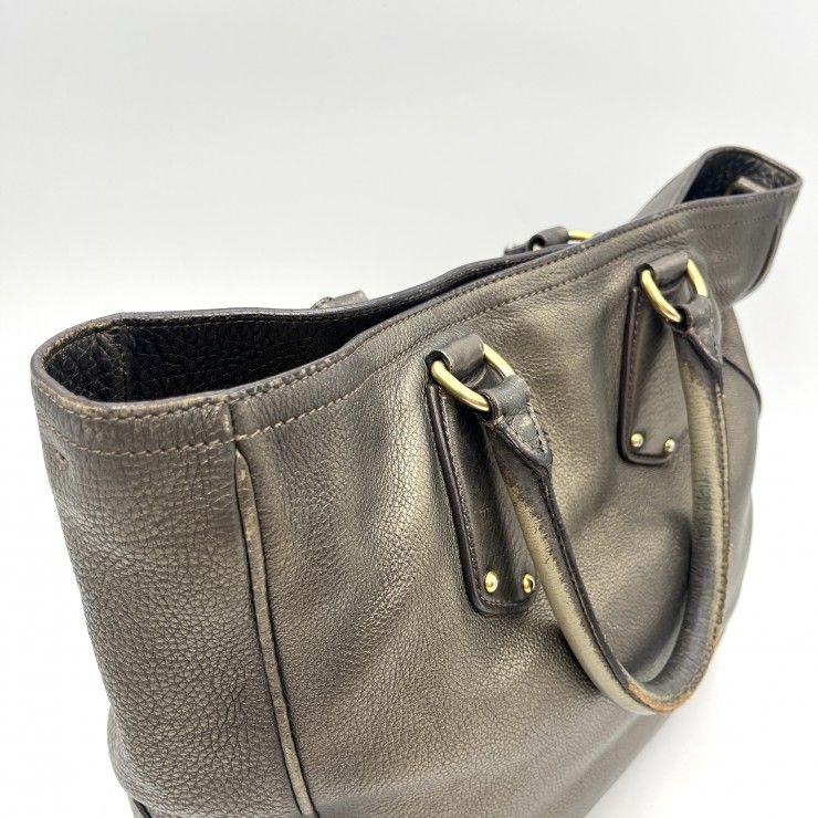PRADA(プラダ)ハンドバッグ トートバッグ ブロンズ レザー ゴールド金具 レディース イタリア製【中古】 PRADA(プラダ)ハンドバッグ トートバッグ ブロンズ レザー ゴールド金具 レディース イタリア製【中古】