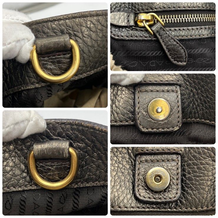 PRADA(プラダ)ハンドバッグ トートバッグ ブロンズ レザー ゴールド金具 レディース イタリア製【中古】 PRADA(プラダ)ハンドバッグ トートバッグ ブロンズ レザー ゴールド金具 レディース イタリア製【中古】