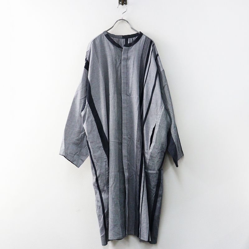 タマキニイメ tamaki niime 玉木新雌 バンドカラー シャツ ワンピース |グレー系 トップス 長袖 ドレス【2400014956580】