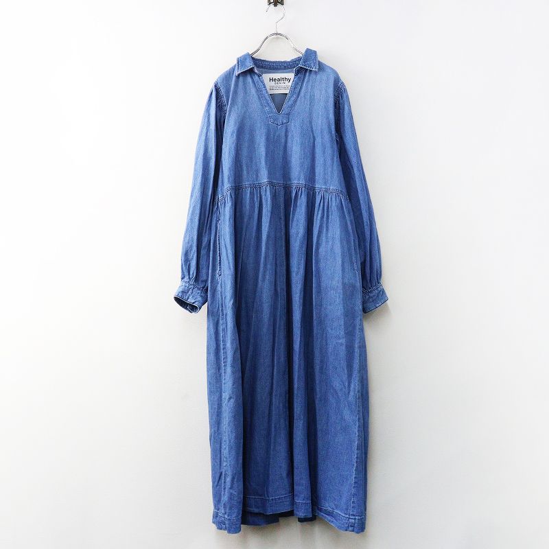 ヘルシーデニム Healthy DENIM Marshmallow スキッパーデニムワンピース 1｜ブルー トップス 長袖 プルオーバー【2400014956610】