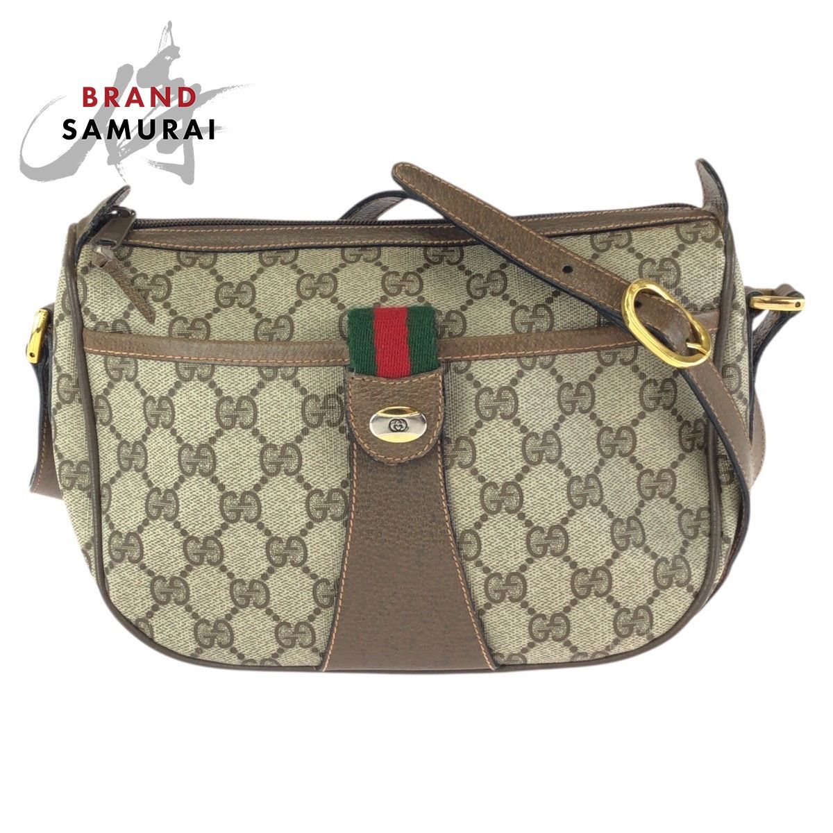 GUCCI グッチ ヴィンテージ オールドグッチ シェリーライン ベージュ ゴールド金具 GGスプリームキャンバス ショルダーバッグ 602277【中古】
