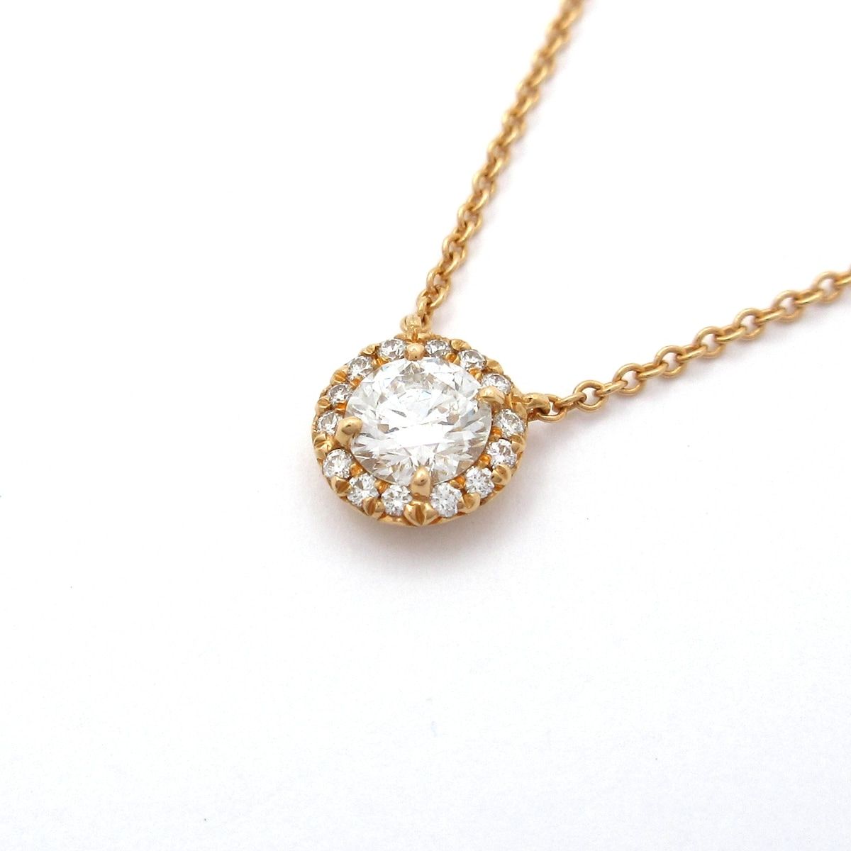 TIFFANY&Co.(ティファニー) ネックレス美品 ソレスト K18PG×ダイヤモンド 中央ダイヤ0.39ct/3EX/H/VS1/パヴェダイヤ