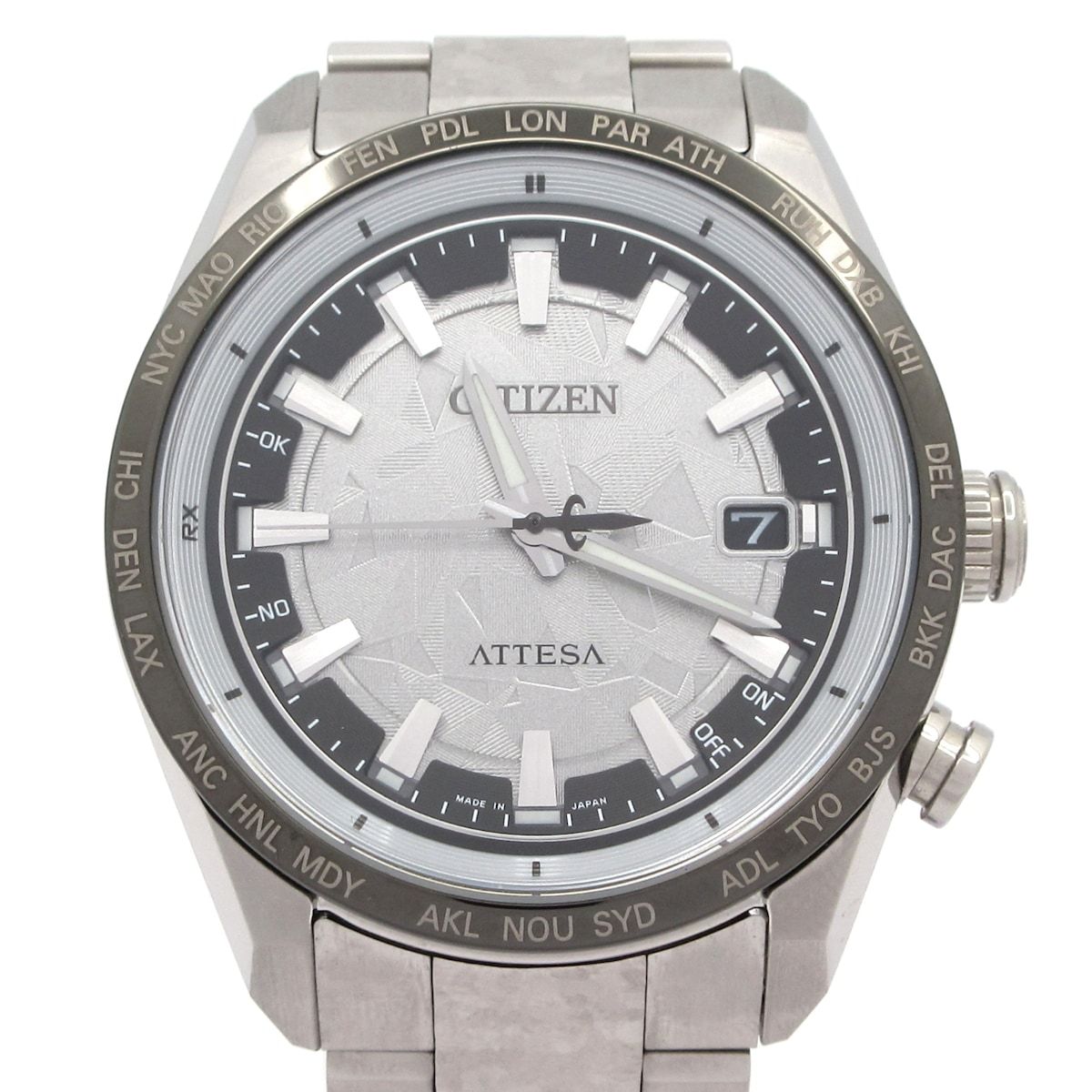 シチズン 腕時計美品 ATTESA(アテッサ) H145-007JD07/CB0284-66A メンズ エコドライブ/電波/世界限定1400本/スーパーチタニウム シルバー