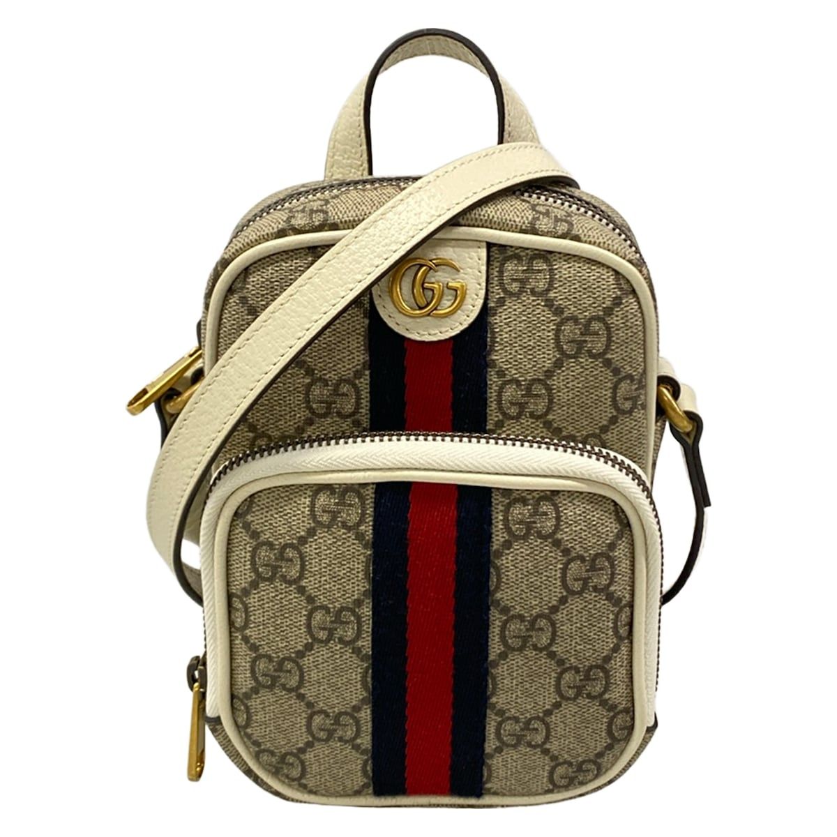 GUCCI(グッチ) ショルダーバッグ美品 オフィディア 671682 ベージュ×白×マルチ レザー