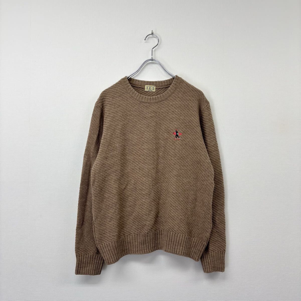 TES ワンポイント 刺繍 ニット ベージュ 系 サイズ M 805-0020