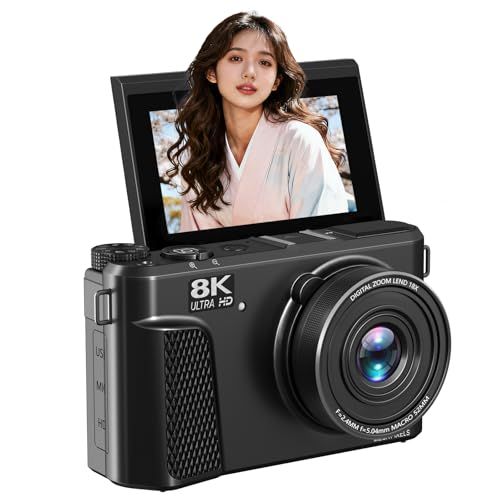 AiMike 8K WIFI転送機能 デジタルカメラ スマホに送れる デジカメ 8800万画素 180度回転可ディスプレイ 64GBマイクロSDカード付き 48MP有効画素数18倍デジタルズーム オートフォーカス機能 ウェブカメラ 18種類フ e55a9a3e