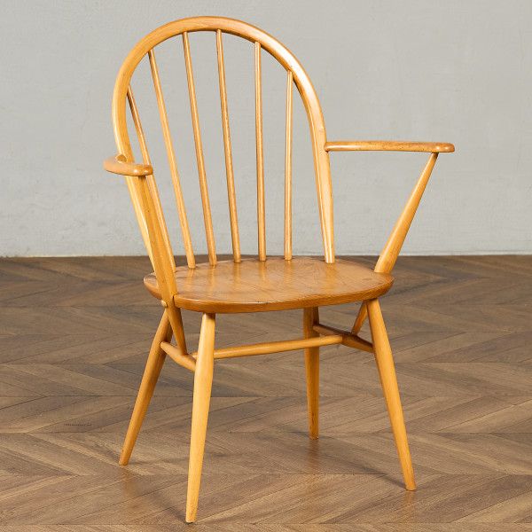 椅子・ソファ イギリス エルム アーコール ERCOL フープバック アームチェア ラージサイズ ゴールドメタルラベル ercol 英国 ヴィンテージ 椅子 ウィンザーチェア ダイニングチェア ビンテージ #98227