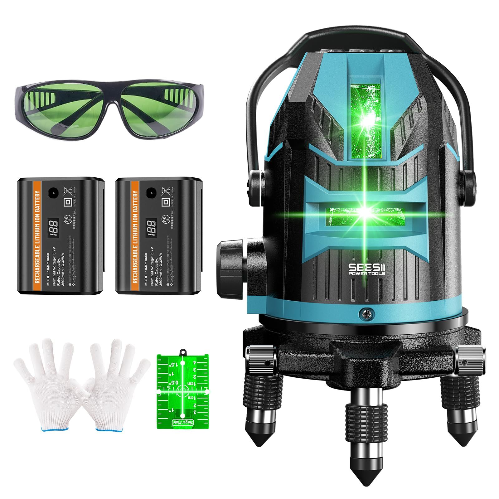 ☆新品☆【2026最新改良】SEESII レーザー墨出し器 グリーンレーザー 5ライン 水平器レーザー 墨出し器 5線6点 2個大容量バッテリー 収納箱付き レーザーレベル 三脚 屋外 小型 回転レーザー線 自動補正 高輝度 高出力 軽量作業 18e5c336