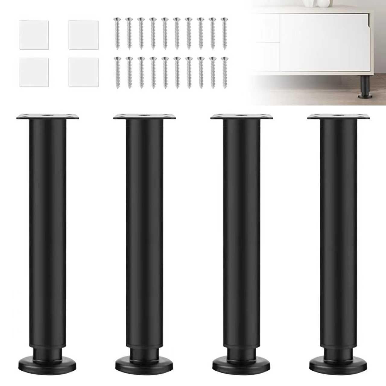 ☆新品☆テーブル 脚 diy 家具脚 さ ささ ベッド 脚 ソファ 脚 高さ調整 脚 (ブラック, 42cm-72cm) 94f8e9a6
