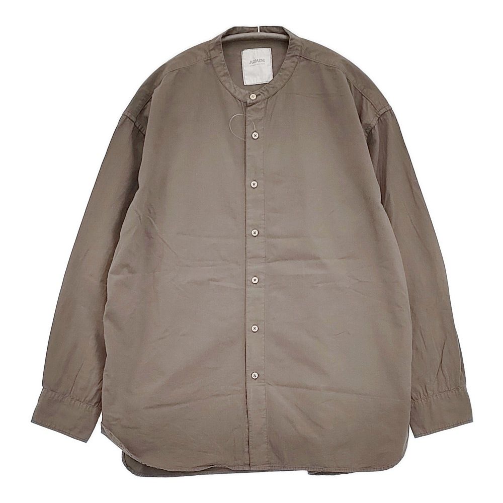 ARMEN バンドカラー ロングシャツ ガーゼ サイズ2 インド製 チュニック 長袖シャツ グレージュ レディース アーメン【中古】5-1103M♪ ARMEN コットン ポプリン バンドカラーシャツ サイズ2 インド製 長袖
