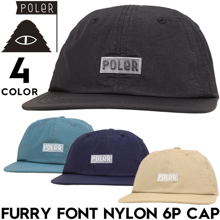 POLeR ポーラー ベースボールキャップ メンズ 帽子 ナイロンキャップ 6パネルキャップ ロゴキャップ FURRY FONT NYLON 6P CAP 261MCV0072 26SU 日本代理店正規品