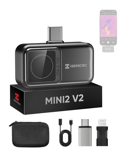 HIKMICRO Mini2 V2 サーモグラフィー サーマルカメラ、スマホ用 iOS/Android対応、256x192 赤外線解像度、SuperIR技術、50°広角、ビデオ録画対応、25Hzフレームレート、バッテリー不要、スマホ/タブレッ 3fc0b737