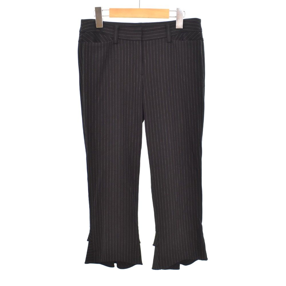 トゥービーシック TO BE CHIC パンツ スラックス ストライプ 40 黒 ブラック ■ECC004