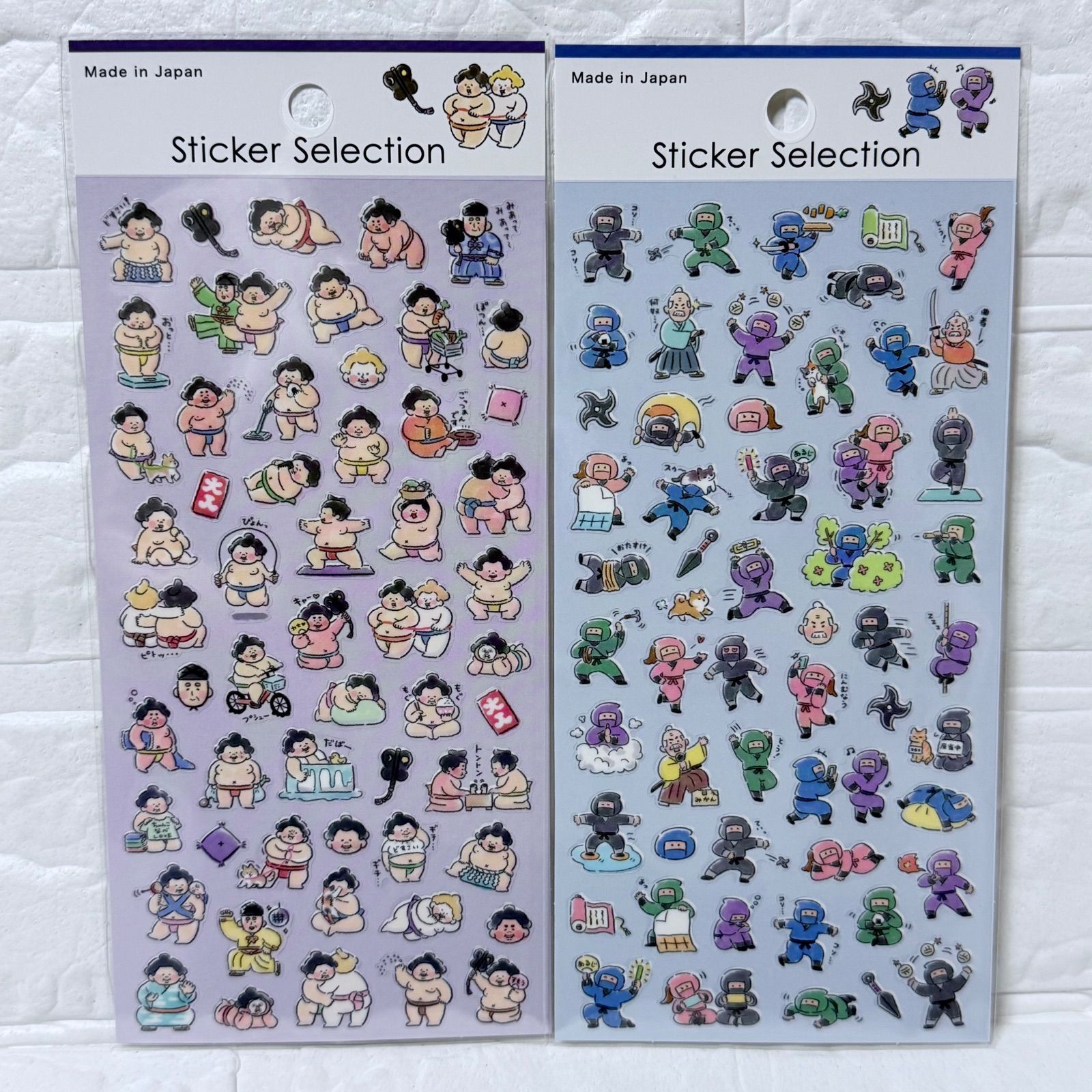 セリア Sticker Selection 相撲力士 忍者 シール 2枚セット 日本製