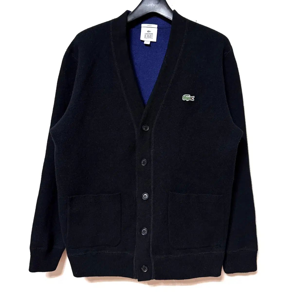 S 90 ラコステ ウールニット カーディガン ジャケット ブラック LACOSTE
