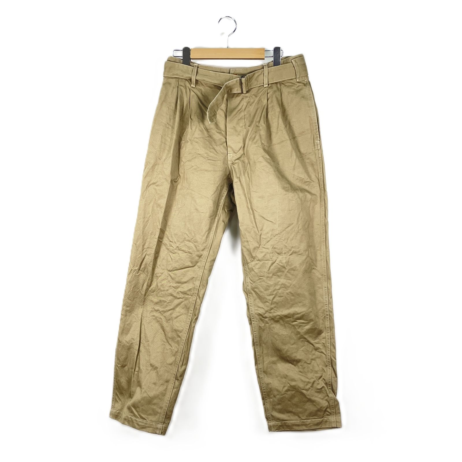 COMOLI コモリ K01-03006 ベルテッドチノパンツ タック ワイド