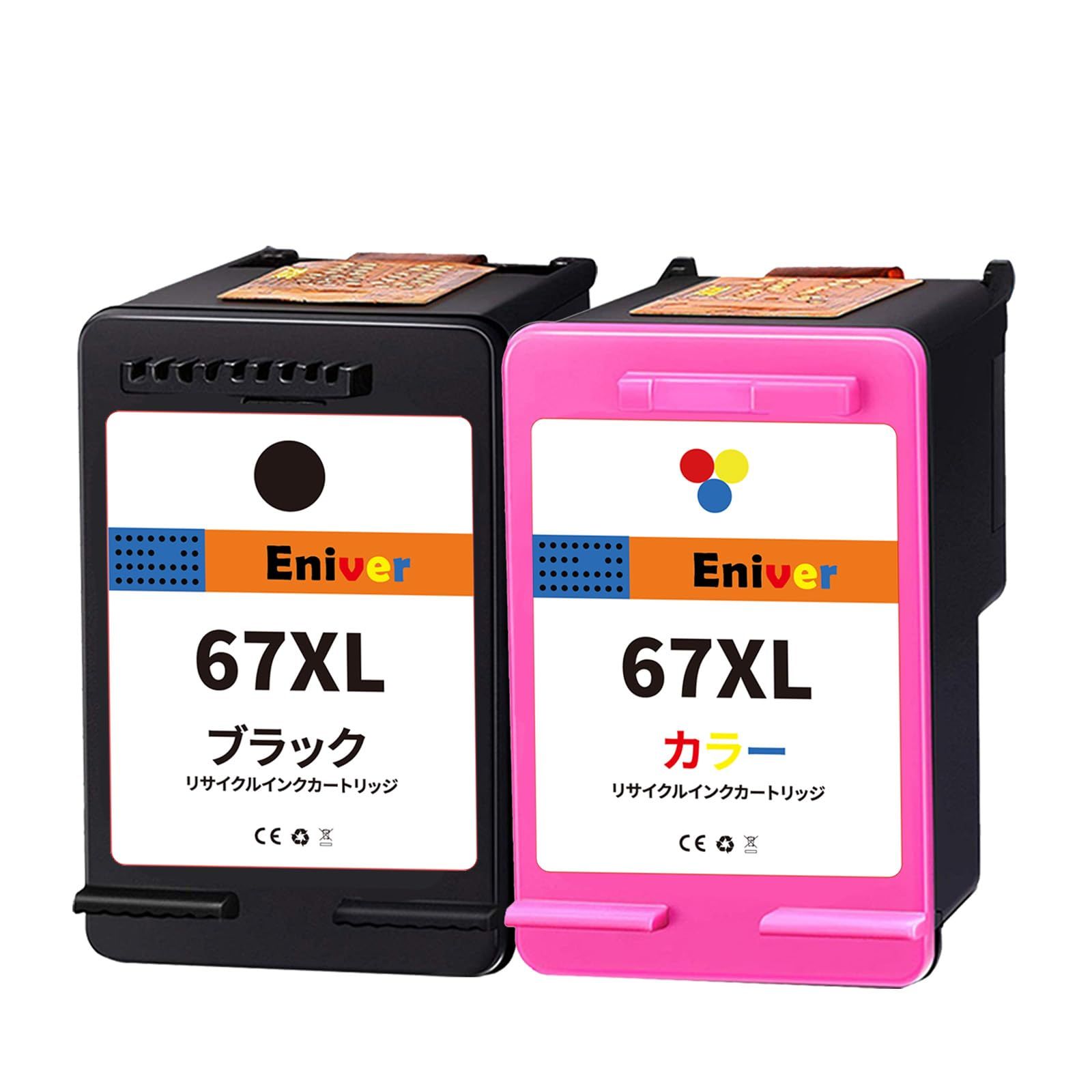 Eniver HP 67/67XL 互換インクカートリッジ ブラック+カラーセット 最新ICチップ搭載 残量表示機能付き HP ENVY 6000/6020/6030/ENVY Pro 6420シリーズ対応