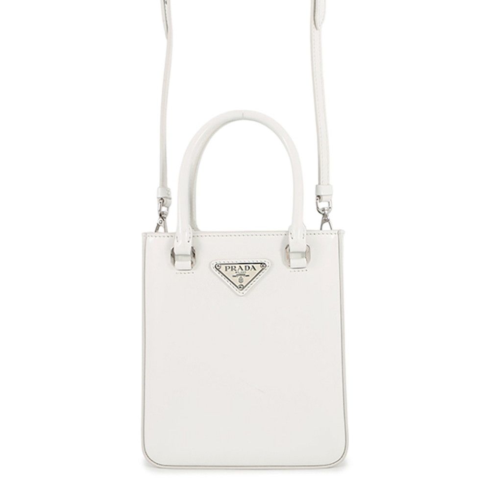 プラダ ハンドバッグ スパッツォラート スモール トライアングルロゴ レザー 1BA331 PRADA 2wayショルダー 白