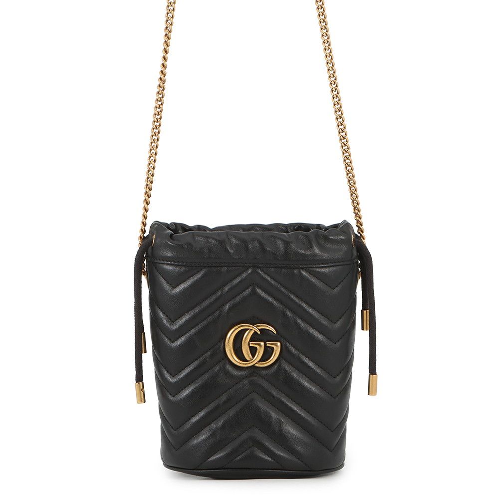 グッチ チェーンショルダーバッグ GGマーモント ミニバケットバッグ 575163 GUCCI キルティング 黒