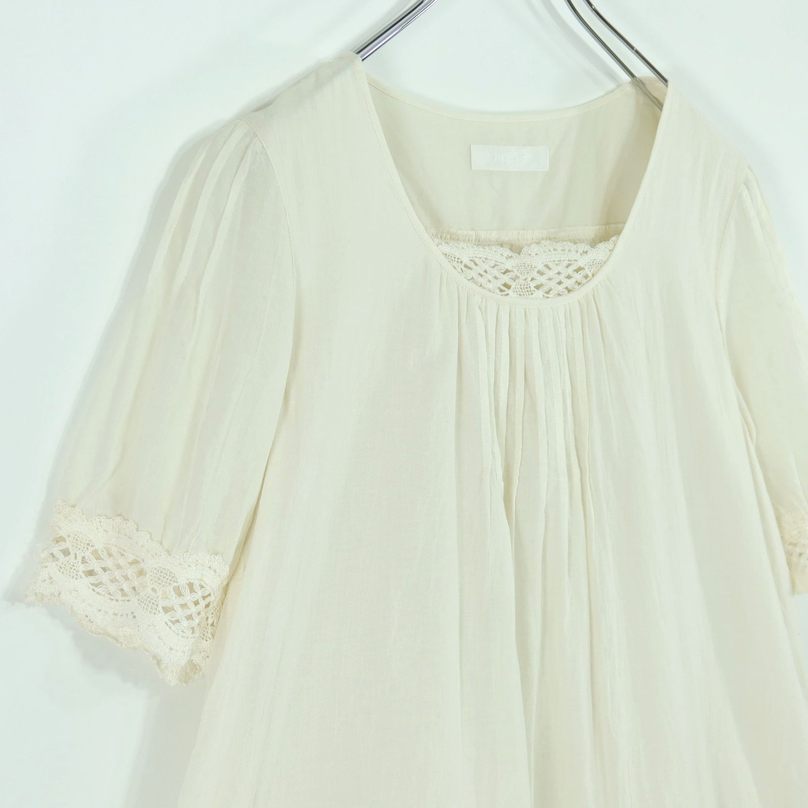 美品】ピンクハウス☆爽やかな綿ローンチュニック♪レース編み