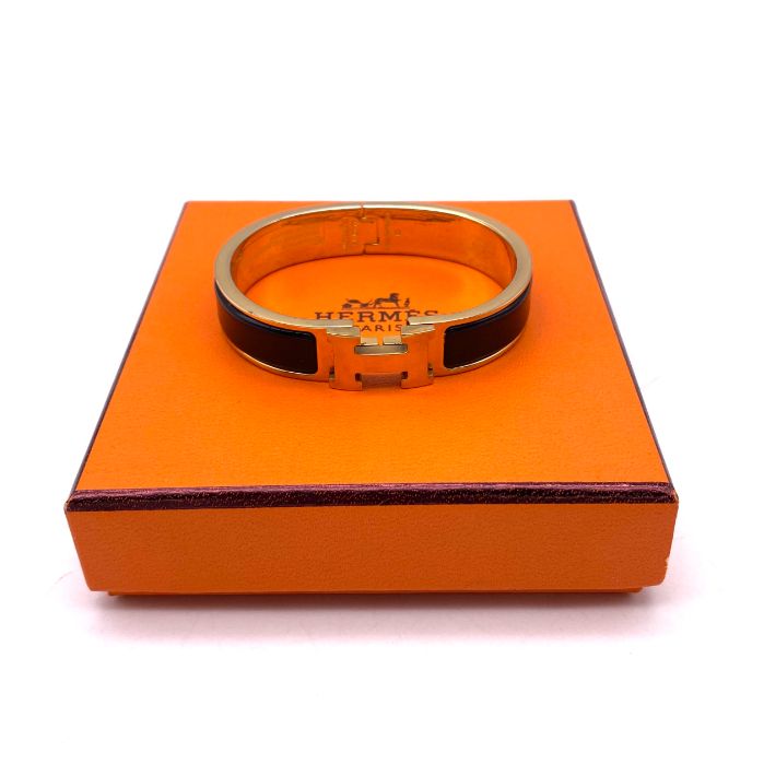 【中古】美品 HERMES エルメス クリッククラック ゴールド バングル fY02286N