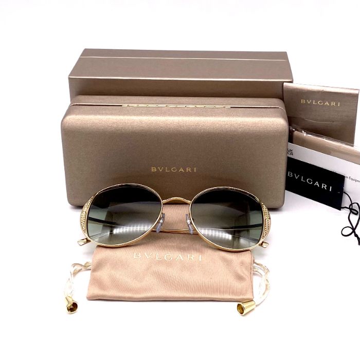【中古】良品 BVLGARI ブルガリ ビジュー ゴールド サングラス fY12326N