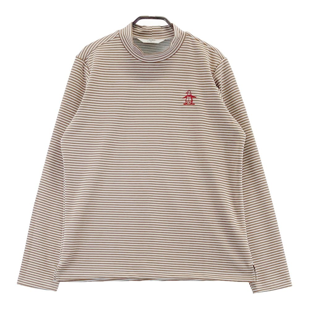 サイズ：LL MUNSING WEAR マンシングウェア 2024年モデル モックネック 長袖Tシャツ ボーダー柄 ブラウン系 [240101684267] ゴルフウェア レディース ストスト
