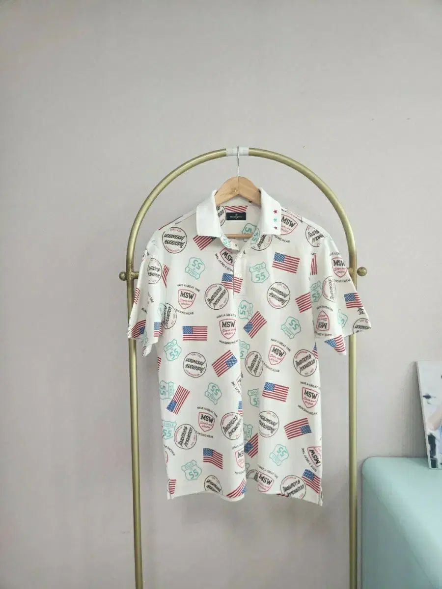 マンシングウェア 星条旗パータン 半袖 カラーTシャツ