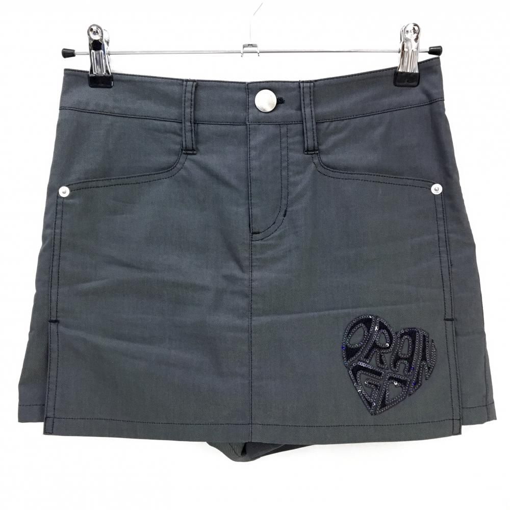 【超美品】ダンスウィズドラゴン スカート グレー ハートロゴ 内側パンツ レディース 1(S) ゴルフウェア Dance With Dragon