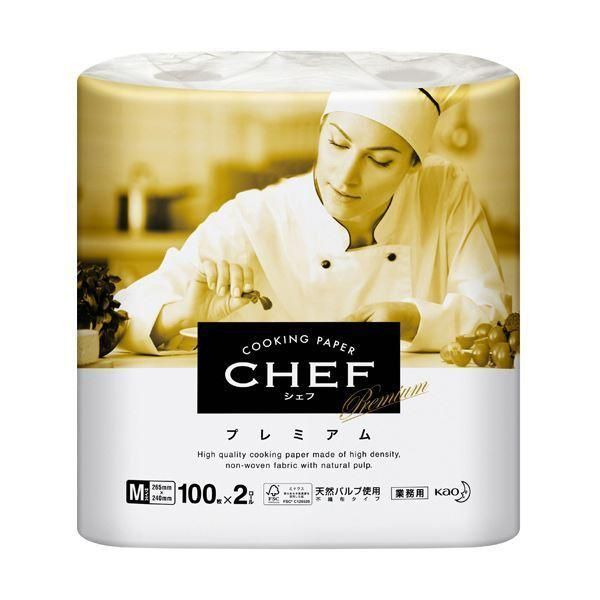 （まとめ）花王 クッキングペーパーCHEF（シェフ） プレミアム M 100カット/ロール 1パック（2ロール） 〔×5セット〕