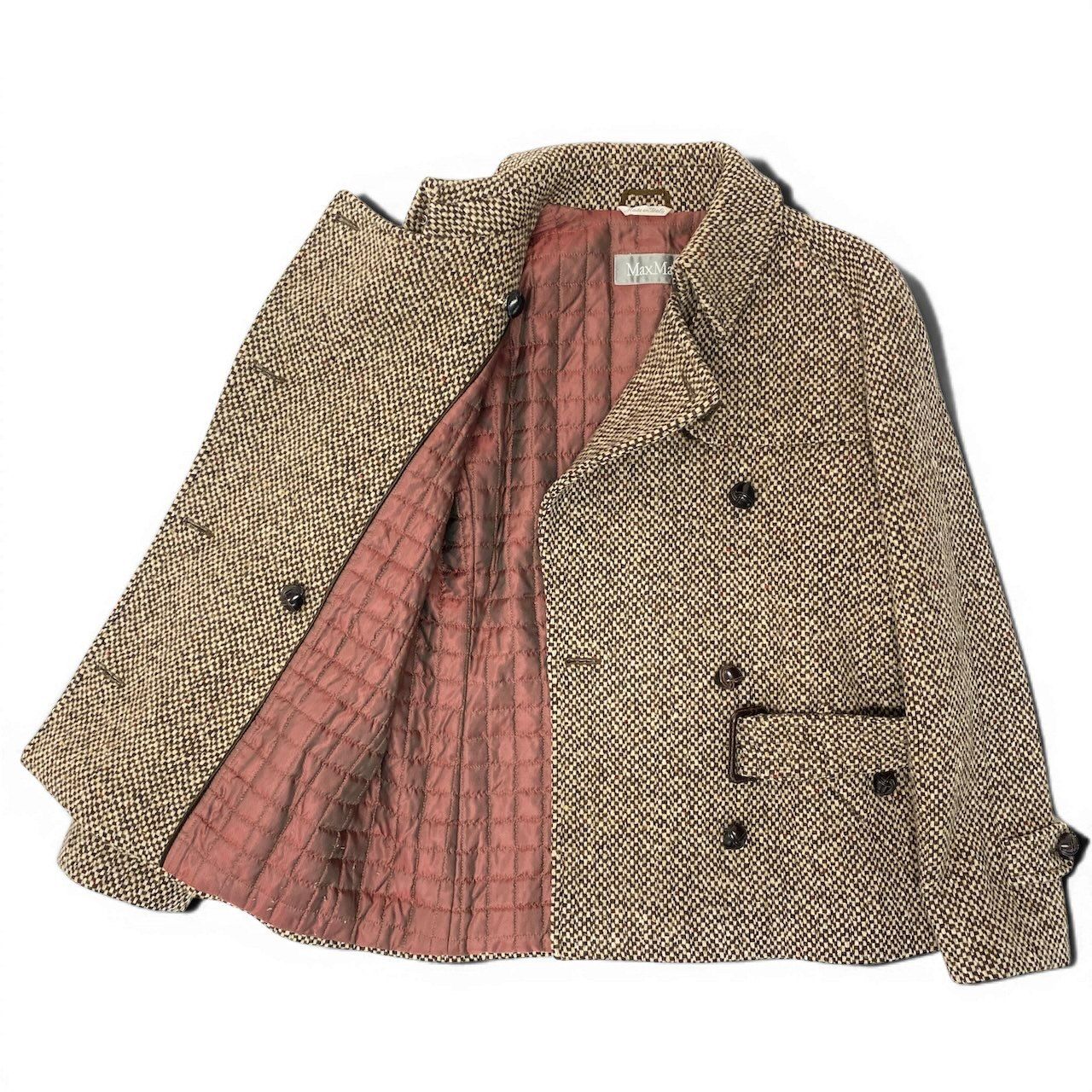 26e8 Max Mara マックスマーラ ダブルブレスト ツイードコート 中綿 